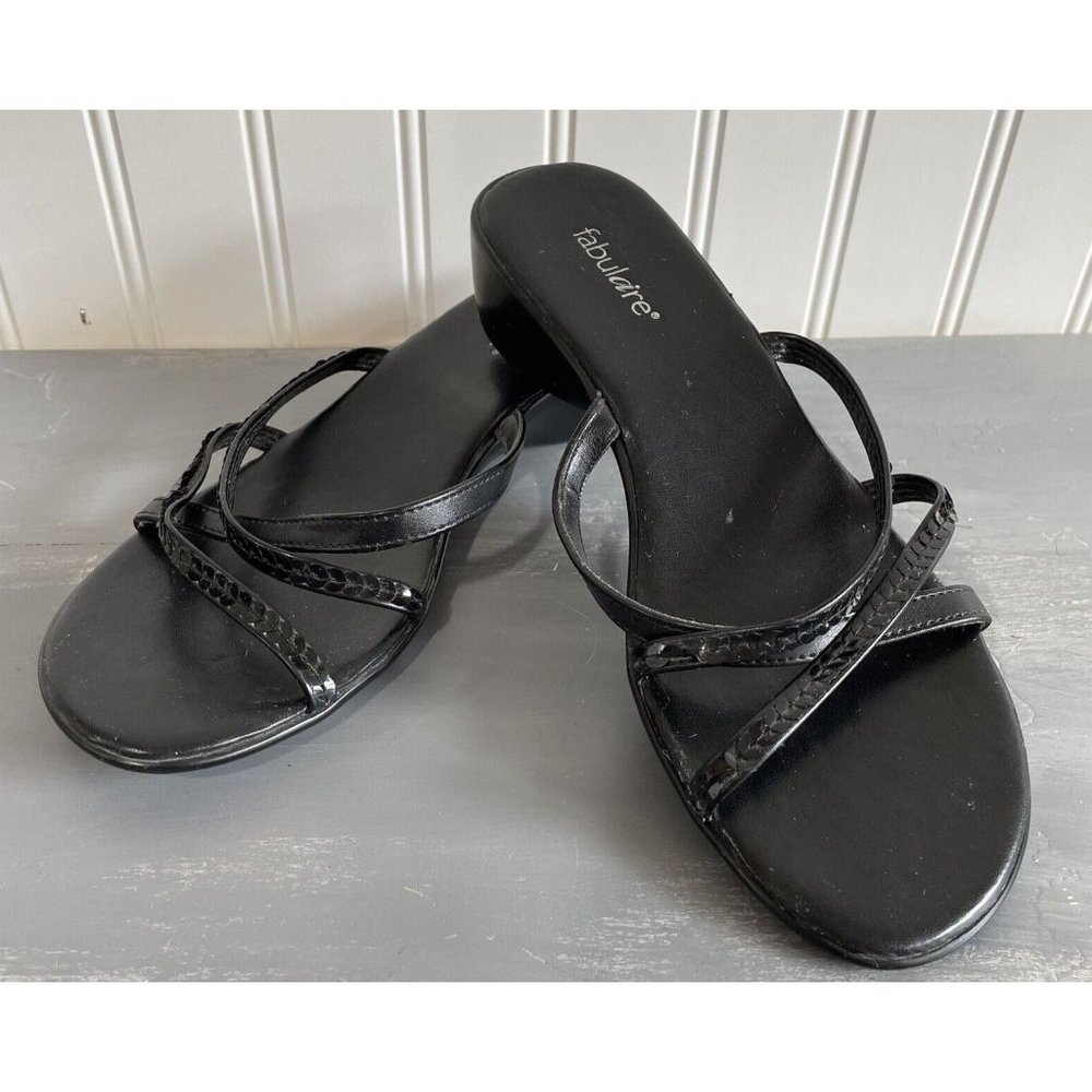 Fabulaire Shoes Womens‎ Size 6.5 Black Slip On Sandals Sequin